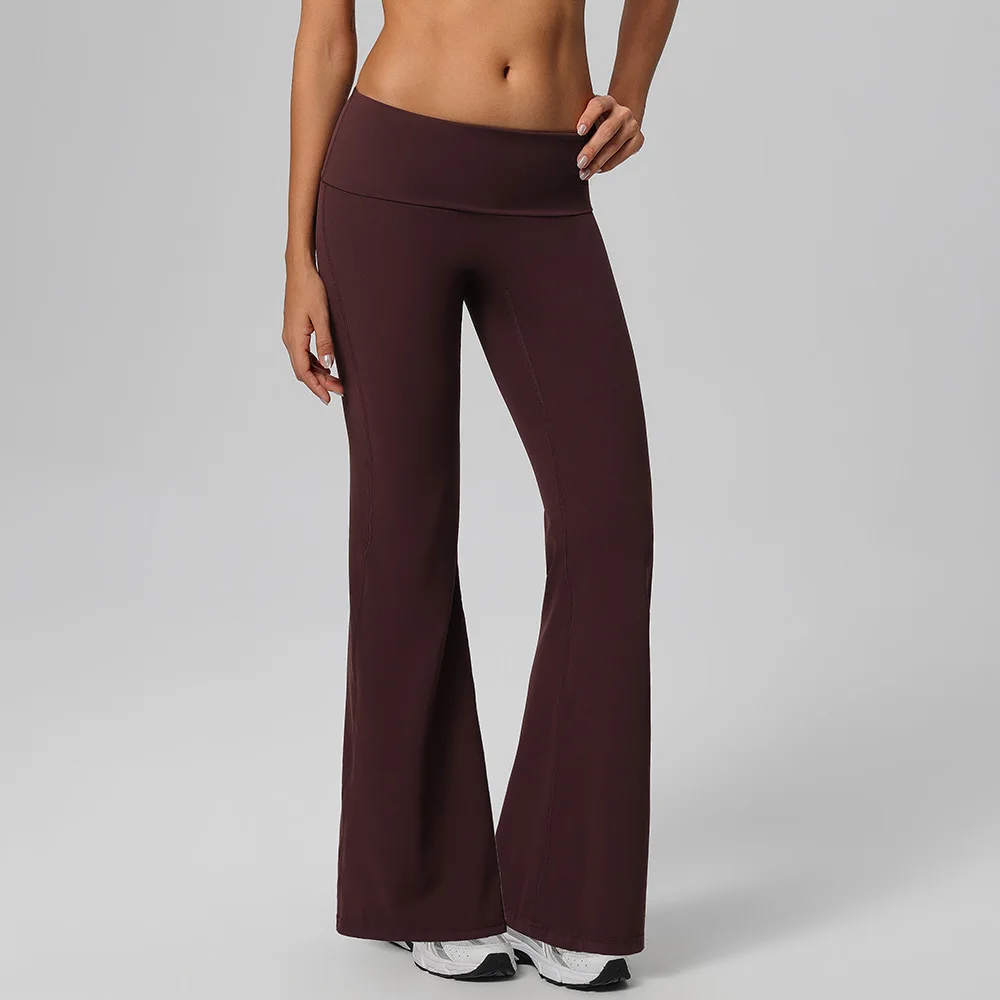 Yoga Pants Casual Wide Leg Sweatpants for Women Fold Over Low Rise Flare Yoga Lounge Pants Clothes Running Push Up Fitness Pants