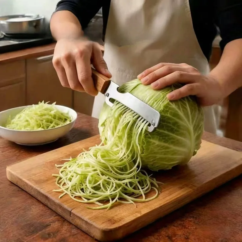New Paring Knife Ergonomic Wood Handle Knife Stainless Steel Vegetable Peeler with Wooden Handle 2-in-1 Fruit Potato Peeler