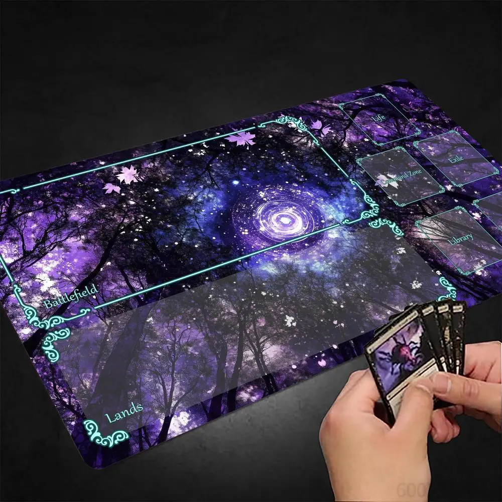 

Fantasy Purple Starry Sky MTG Playmat Magic Card Mat with Stitched Edge Non-Slip Durable Tabletop playmat Board Game Mat for TCG