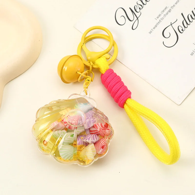 Personalized Cartoon Shell Drift Bottle Keychain Car Key Ring Creative Schoolbag Pendant Exquisite Backpack Decoration Gifts