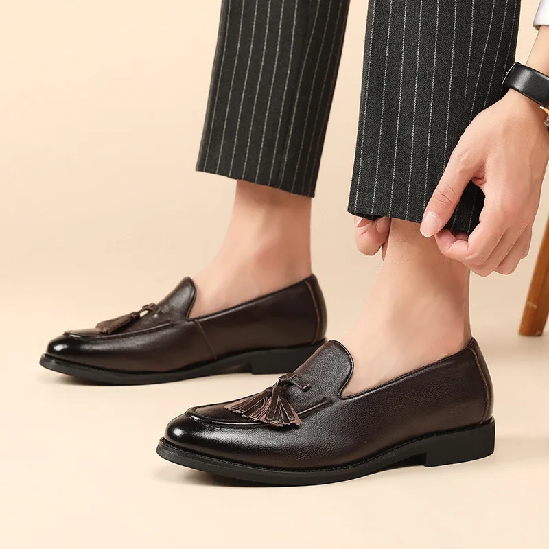 New Summer Shoe Foot Loafers Business Dress Genuine Leather Men's Casual Shoes Cowhide мужская Layer мужская обувь повседневная