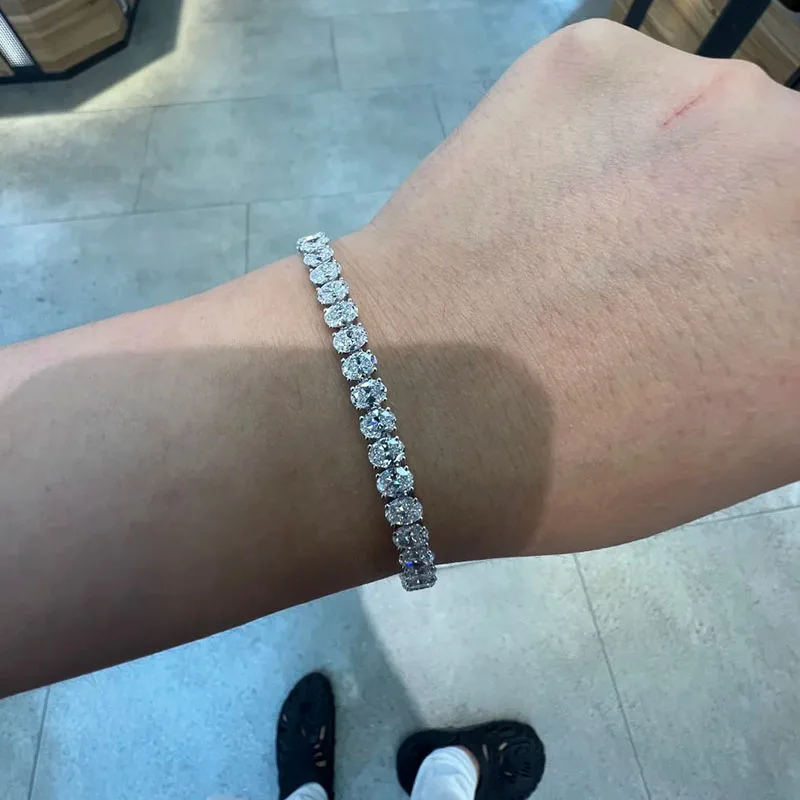 14K/10K Gold Oval Cut DEF/VS VVS 13CTW HPHT Lab Grown Diamond Tennis Bracelet Fine Jewelry Anniversary Gifts