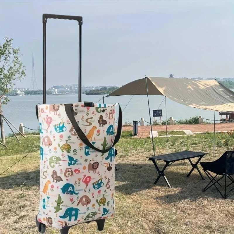 Foldable Oxford Cloth Shopping Cart Large-Capacity Handheld Premium Bag for Outdoor Commercial Grocery Delivery