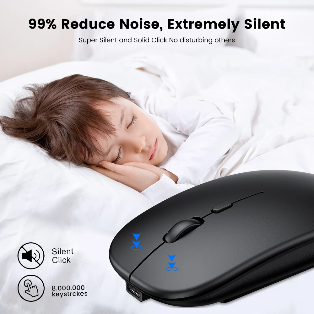 Wireless Bluetooth Mouse Wireless Computer Mouse USB Ergonomic Mouse Silent Rechargeable Mause Optical Mice Mute For PC Laptop