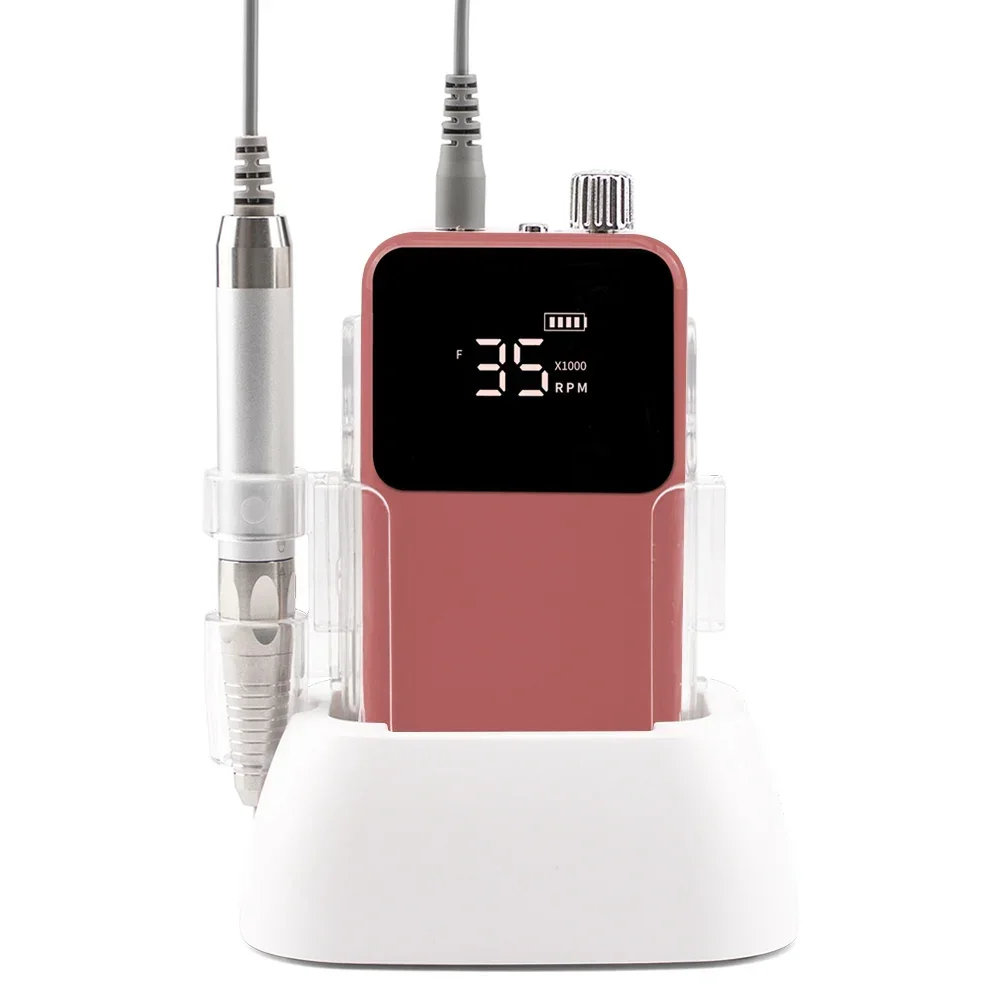 

Rectangle Portable Desktop Brushless Cordless Nail Drill Machine 35000RPM Rechargeable Manicure Electric Nail File Drill