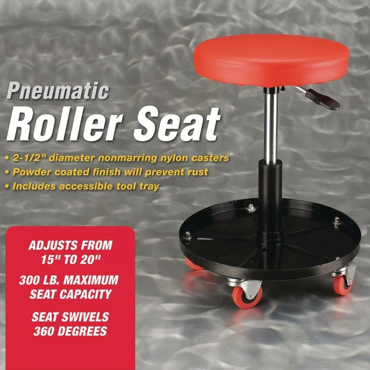 300 lbs 150kgs Adjustable Rolling Car Repair Stool Pneumatic Mechanic Roller Seat