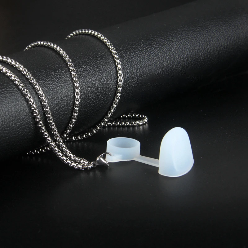 1pcs Universal Stainless Steel Electronic Cigarette Dust Cap Metal Necklace Chain with Silicone Anti Loss Protection Ring view 3