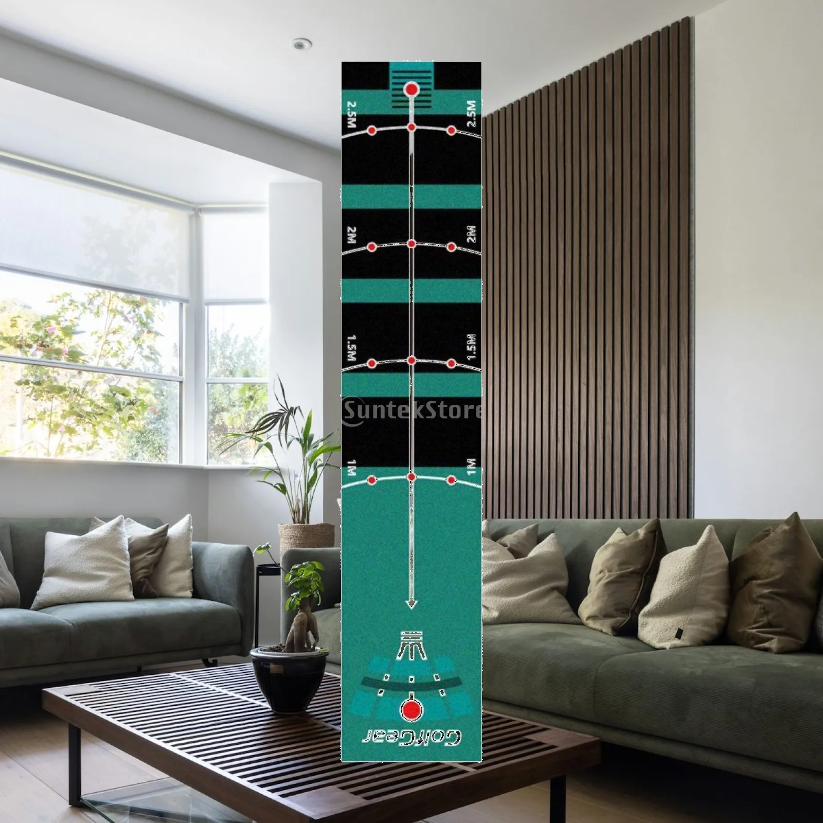 Golf Practice Carpet with Distance Markers Premium Putting Mat Golf Training Aid for Home or Office
