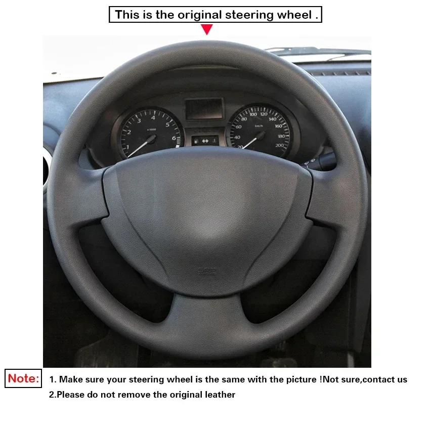 Black Faux Leather Car Steering Wheel Cover for Renault Logan 1 Sandero Symbol Clio Twingo Lada Largus Nissan Almera G15