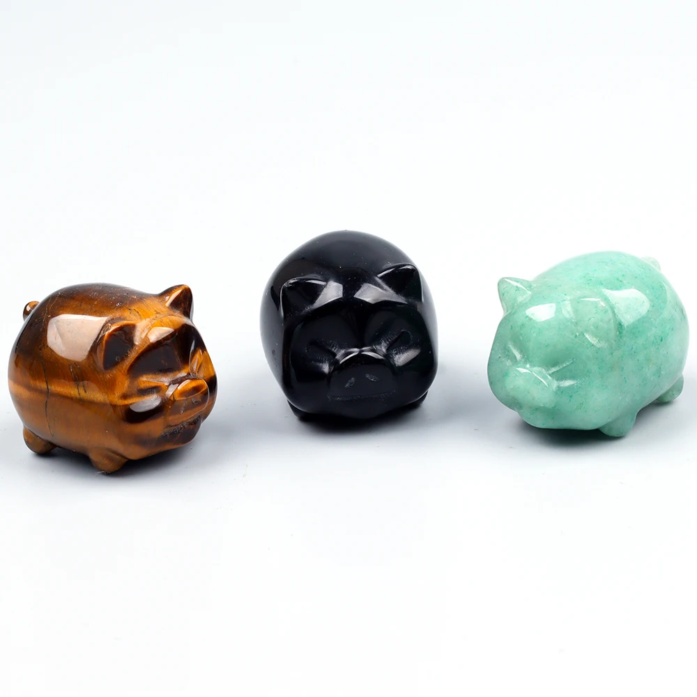 Hand Carved Tiger Eye Pig Figurine, Natural Stone, Jade Porkling , Crystal Craft, Chakra, Home Decor, 1.2