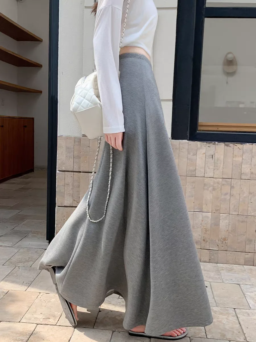 Spódnica damska w kształcie litery A, lekka, długa, wyszczuplająca i maskująca biodra dla figury gruszki, nowość 2025, idealna na wczesną jesień.