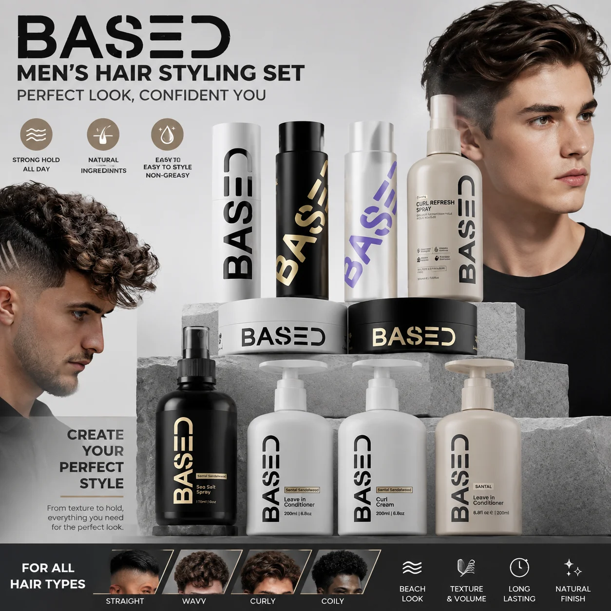 Sea Salt Spray For Volumizing Hair Fluffy Thickening Easy Fashion Strong Hold Wave Styling Paste Hair Wax For Men Perfect Look