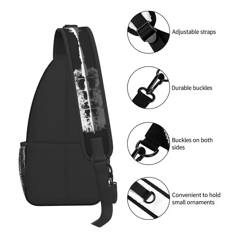 Guitarra luar natureza lago sombra sling peito crossbody saco masculino guitarrista notas de música ombro mochila para viagens ciclismo