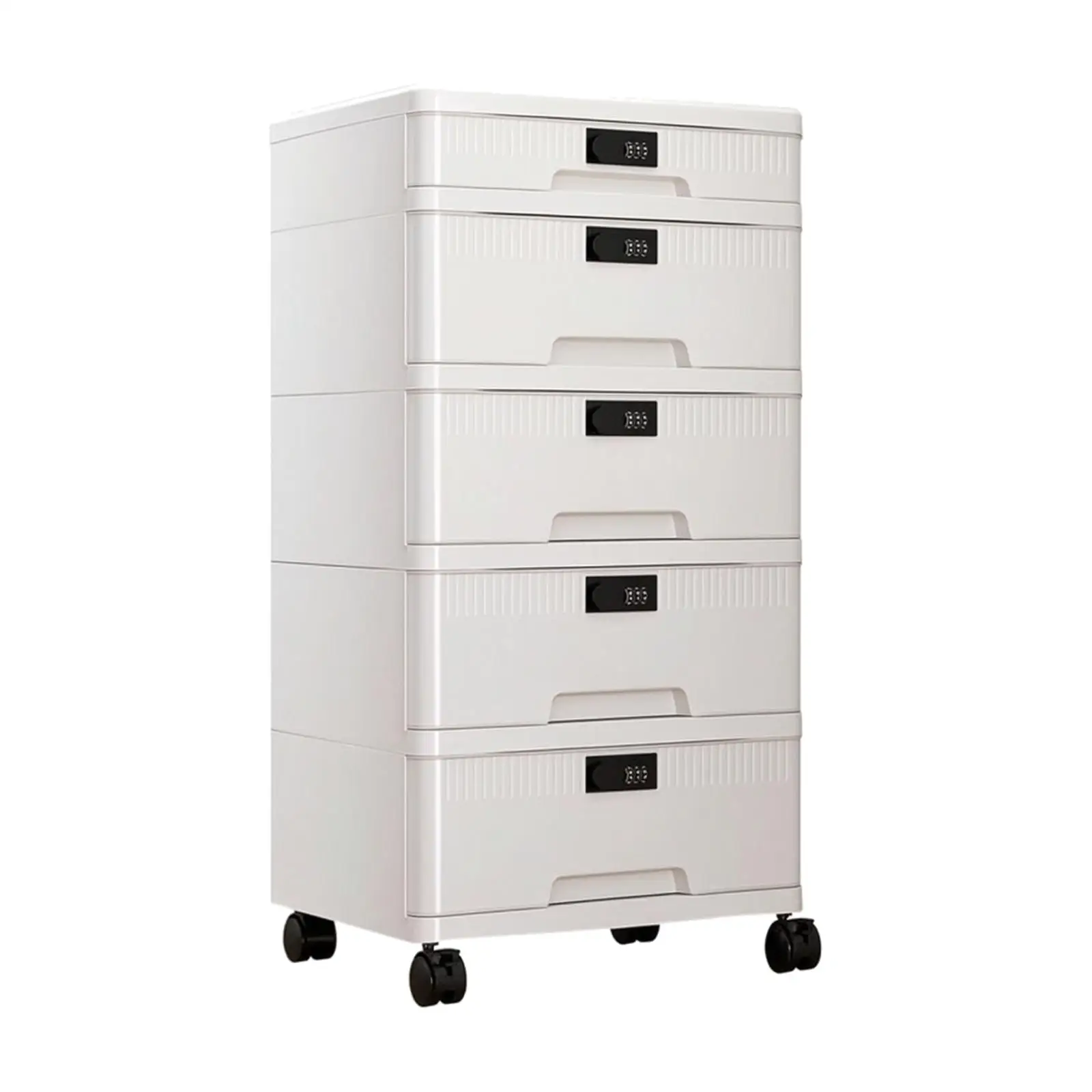 Lockable Storage Cabinet White Drawer Chest on Wheels Mobile Rolling File Organizer for Home Office Bedroom