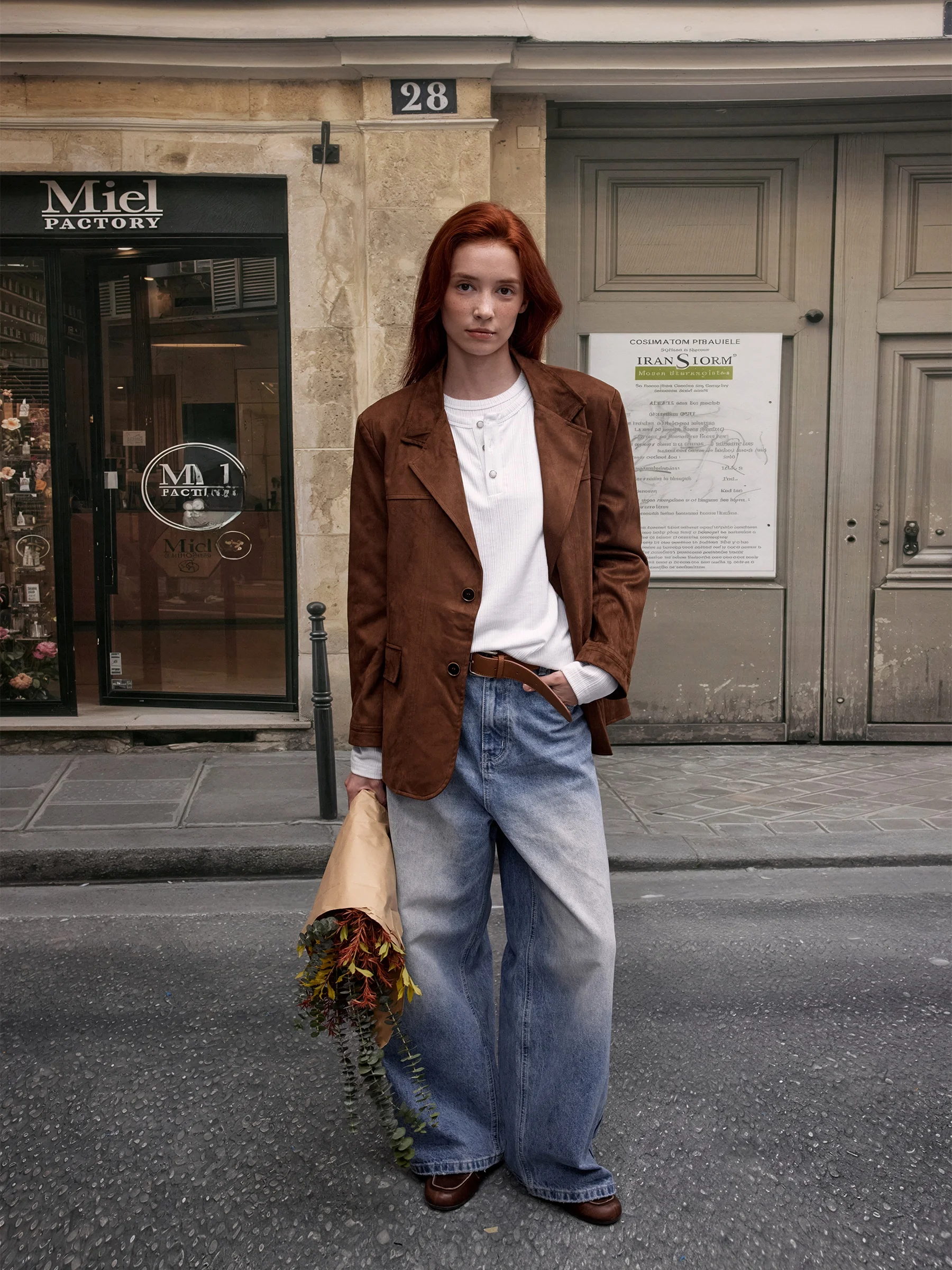 

Женский костюм MADWITCH: осенний, из искусственной замши, в современном ретро-стиле, с эффектом янтарного сияния, модный топ, американский стиль, полиэстер, для повседневной носки