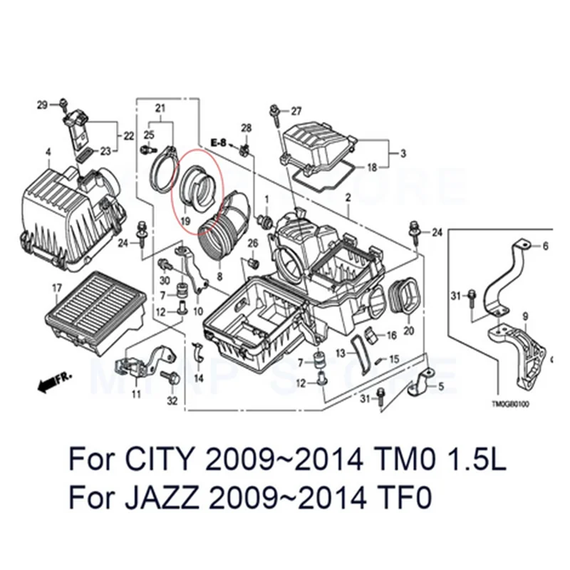 17228-RB0-000 For Honda CITY 2014-2018 FIT for JAZZ 2009-2018  2014-2016  Air Cleanner Intake Hose Flow Tube