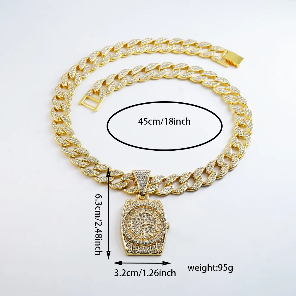DIY accessories Amazon wish hot selling personality dial pendant watch watch watch pendant nightclub hipster hip hop Cuban chain
