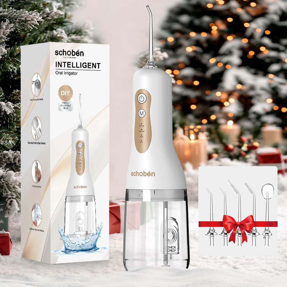 Schoben-2.0 Portable oral irrigator, rechargeable electric flosser, 4 cleaning modes, upgraded large water tank and capacity