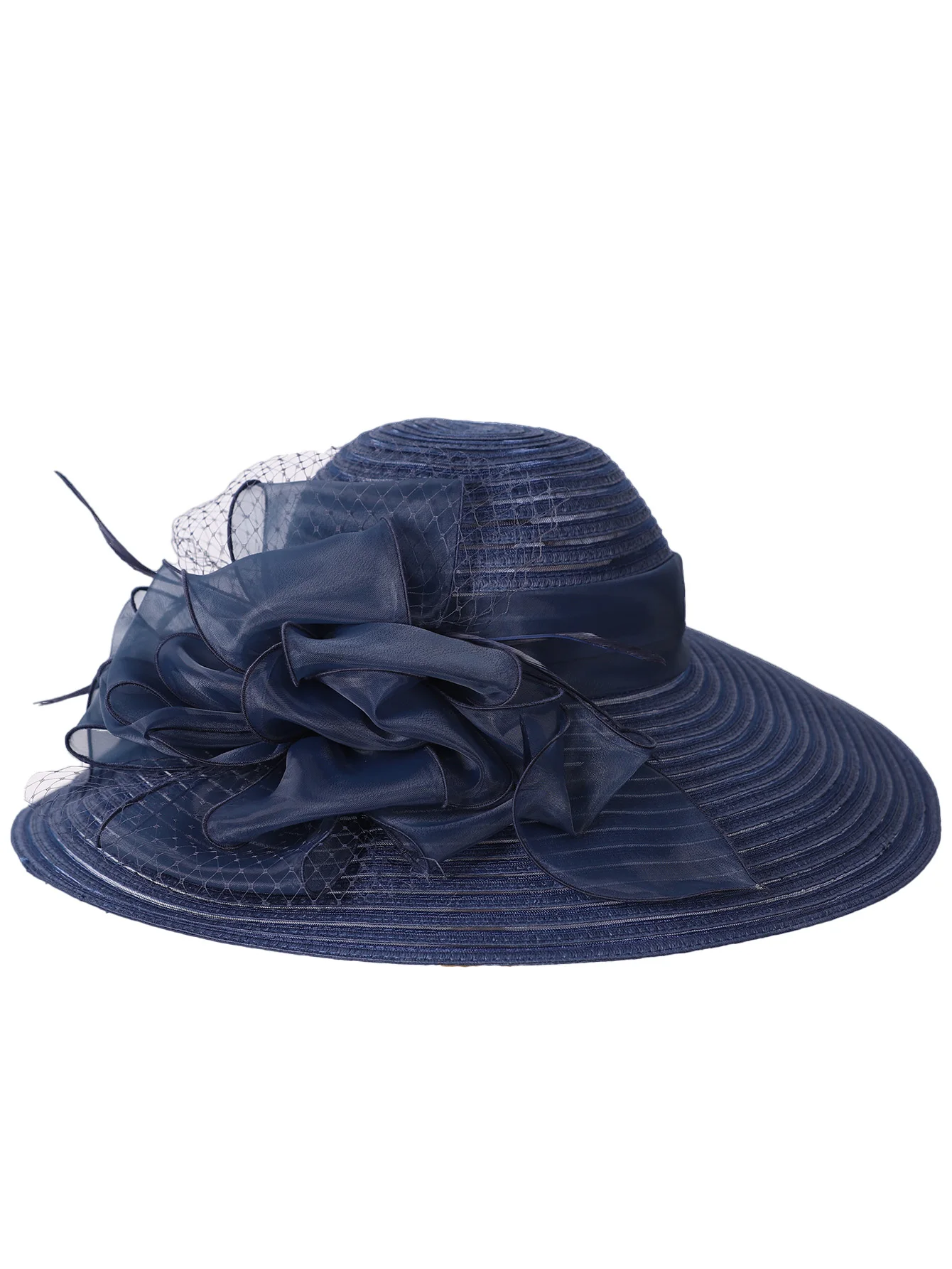 FS białe eleganckie panna młoda kapelusze słomkowe kościelne dla kobiet damskie kwiaty duże kapelusz plaża słońce Kentucky Derby kapelusz Fedora — zdjęcie 7