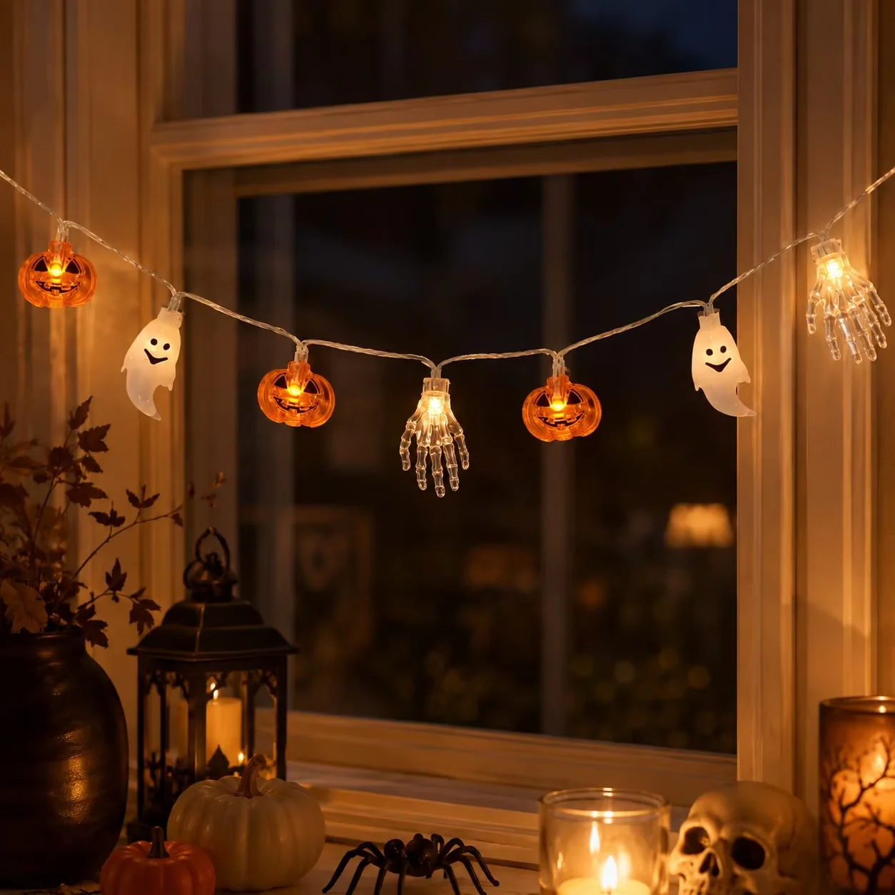 Skeleton Hand Fairy Lights Pumpkin Decor Style Horror Garden Atmosphere Lighting for Yard Patio Decoration for Outdoor Use