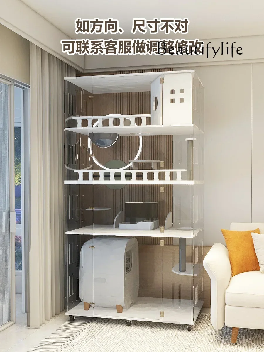 Cat Villa Home Indoor Luxury Cat Nest Cat Cage Can Be Placed Automatically Litter Box Acrylic Display Cabinet