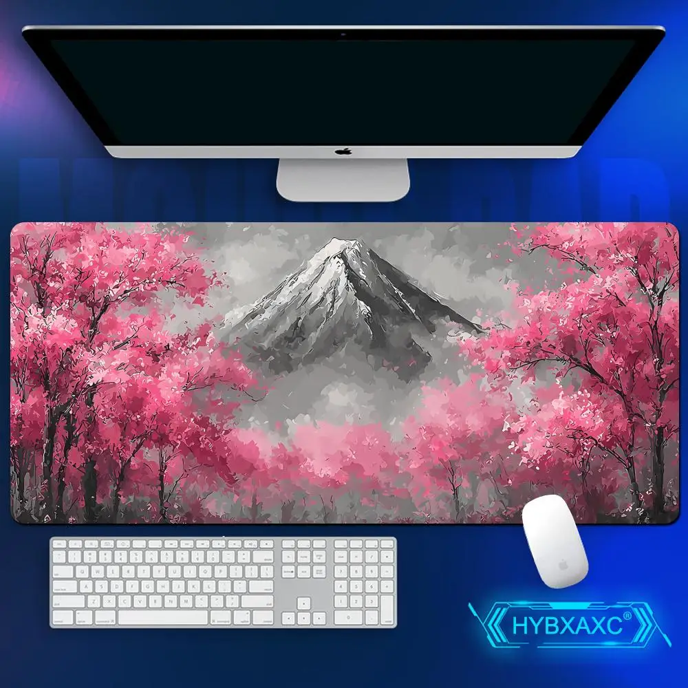 FUJI CHERRY MOUNTAIN Mouse Pad Koi Fish Gaming Accessories Office Gamer Keyboard Mat Non-Slip Laptop Samurai Devil Mask Mousepad