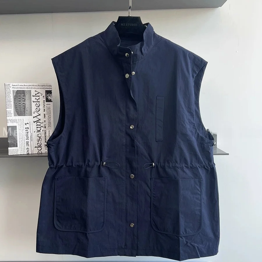 Chaleco de mujer Top Casual Dstring Svel Stand Collar Primavera Verano nuevo Sle alta gama europea coreana Faion tendencia