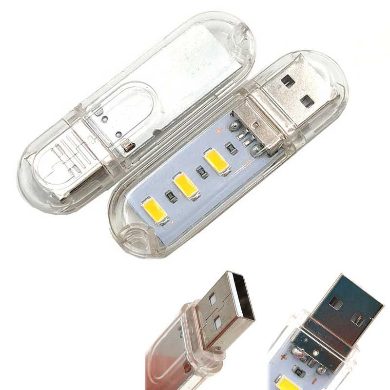 Portable Mini USB LED Night Light Camping Equipment USB Power 3 LED Light Chips Lamp 0.2 W Night Lights Book Light