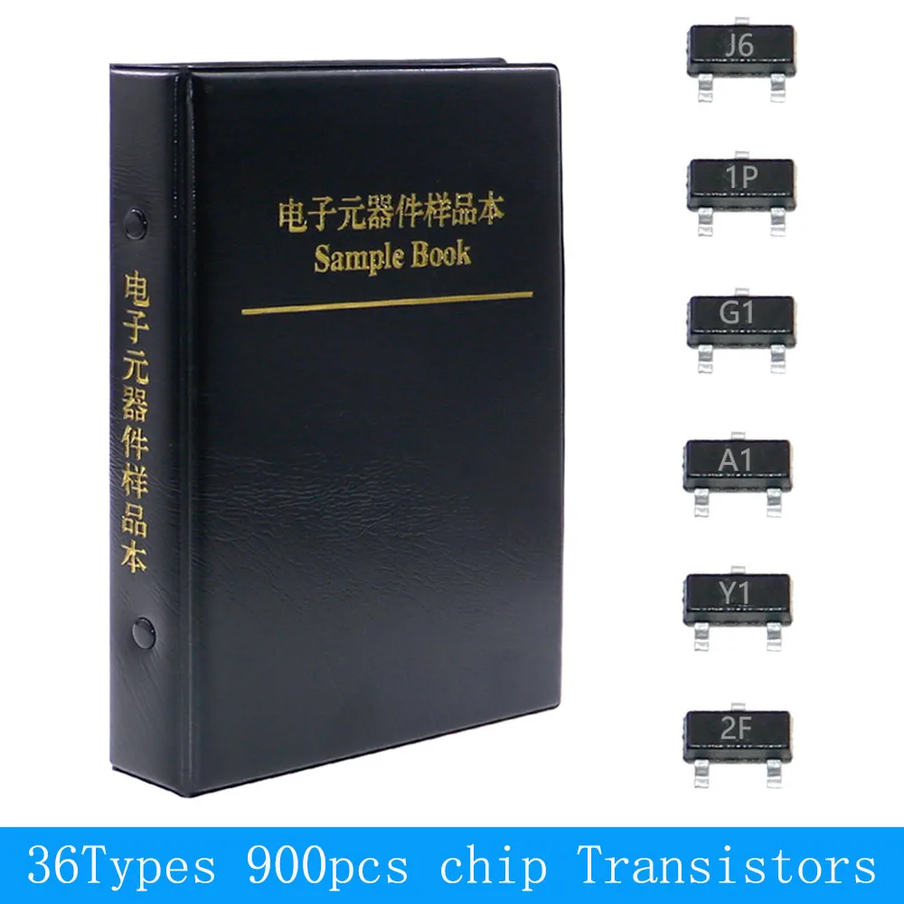 900Pcs 36Values Chip Transistor Assortment Kit Sample Book S8050 S9014 2N2222 TL431 2N7002 SI2301 2SC1623 BAT54C 2SC3356 2N3904