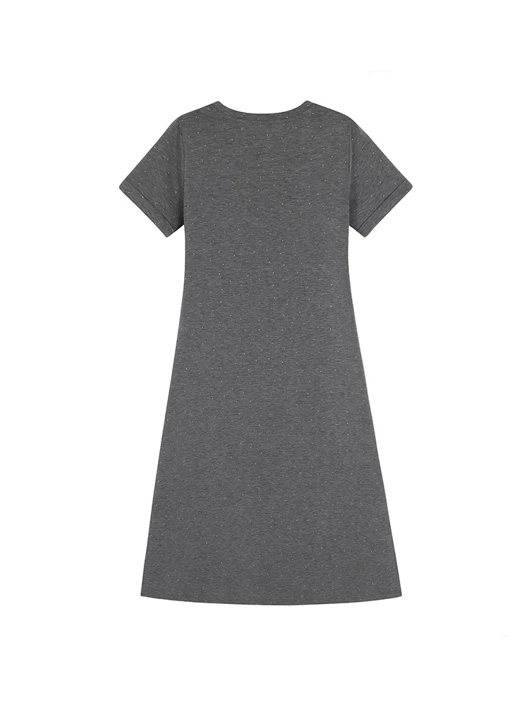 Gibsie Plus Size Grau Diamant Plissee Taille T-Shirt Kleid Damen Sommer Kurzarm O-Ausschnitt Split A-Linie lässig lange Kleider