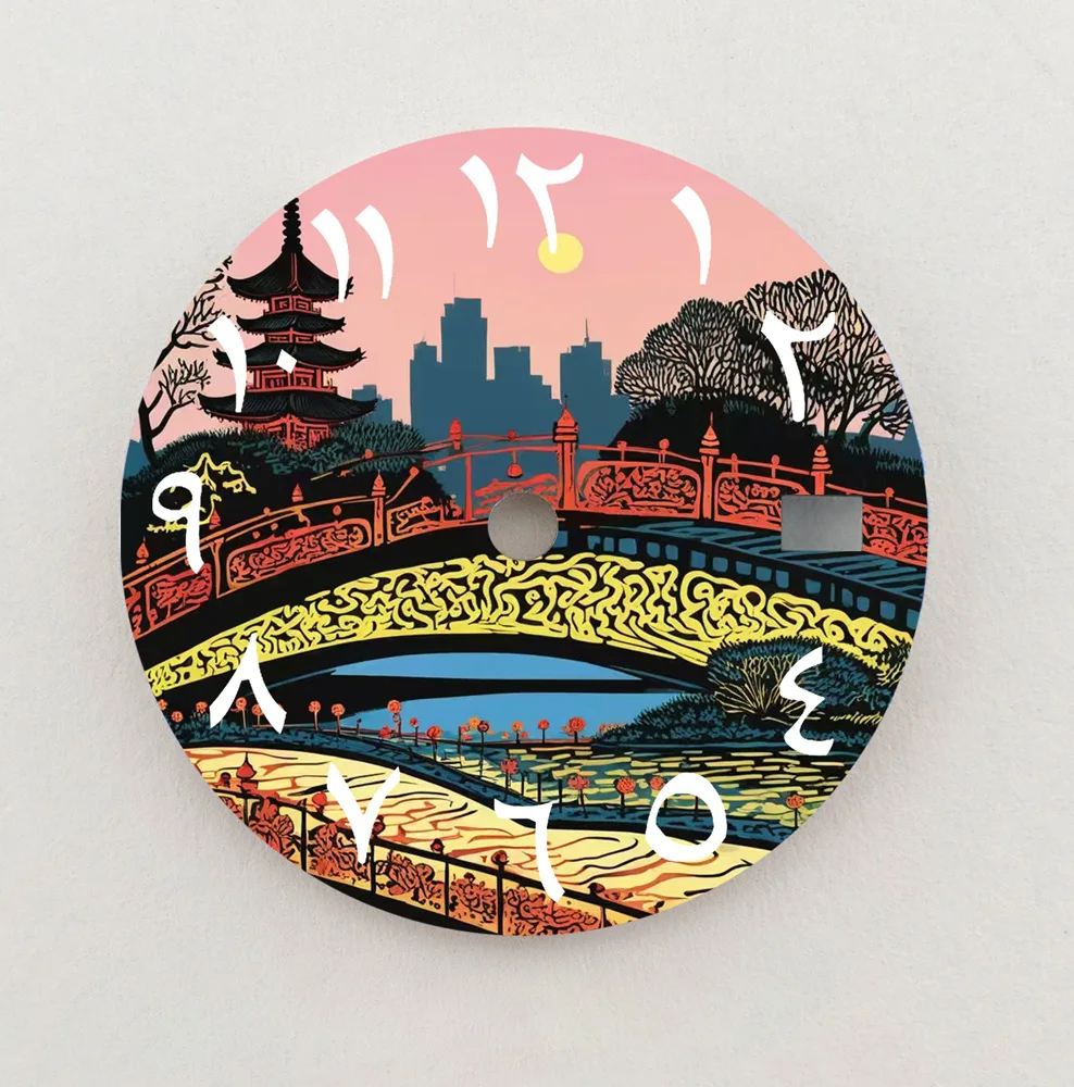 Циферблат NH35, циферблат с древней башней, 28,5 мм, циферблат с арабскими цифрами, подходит для NH35/36, запасные части для часов, аксессуары на заказ