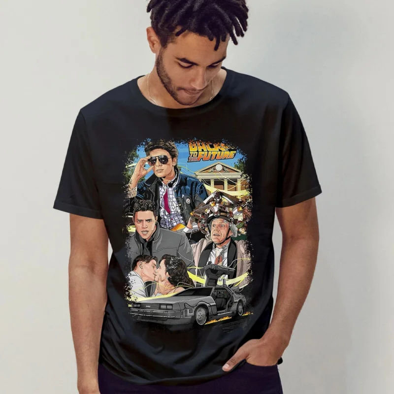 

Back to the Future (1985) Movie Poster Vintage Sic Fi Gift t shirt 80s movies Time Machine Graphic Clothes All size Tops S-6XL
