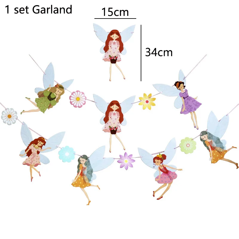 Flower Fairy Disposable Tableware Girls Birthday Balloon Baby Shower Party Plates Napkins Tablecloth Forest Garden Theme Decor