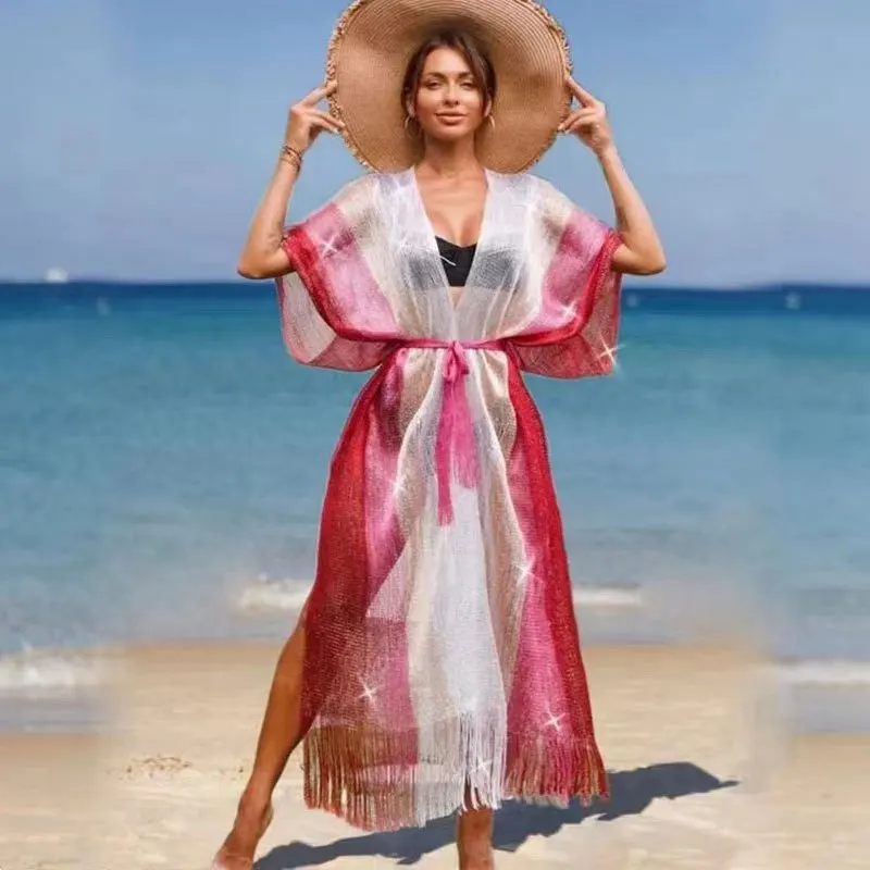 2026 nuevo encaje playa cubrir Pareo ropa de playa traje de baño cubrir Playa Pareo túnicas para Traje de baño de playa mujeres Vestido de playa de encaje
