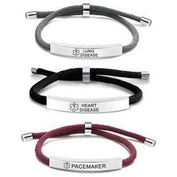Lovers Gifts European&American Life Star Medical Logo Bracelets Diabetic Warning Message Stainless Steel Woven Bracelet Jewelry