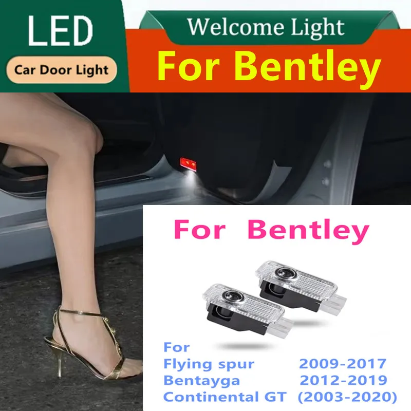 2X Courtesy Night Warning decorative lamp Bulb Accessory Car Door Welcome Light For Bentley Flying Spur Bentayga Continental GT