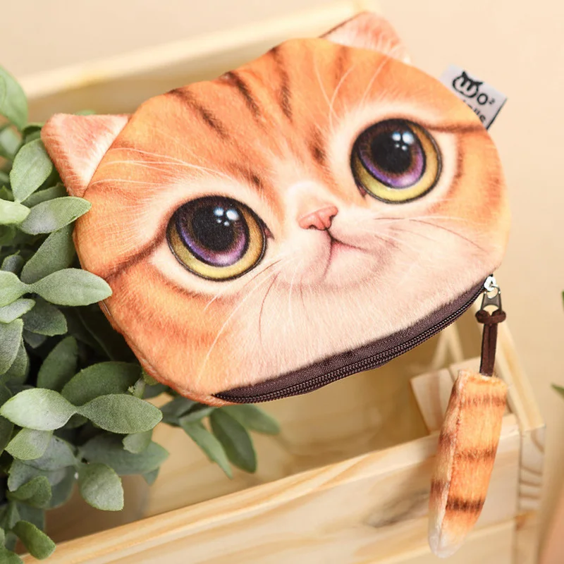 Schöne 3D Druck Katze Schwanz Münze Tasche Handtasche Frauen Mädchen Nette Katze Münze Brieftasche Kawaii Geldbörse Mini Tasche