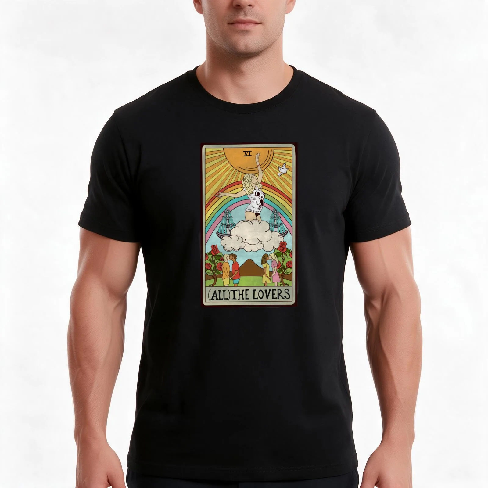 Kylie Minogue (All) The Lovers Tarot Card T-Shirt Summer Casual Cotton Tee Oversized Streetwear Tops Vintage Graphic Print