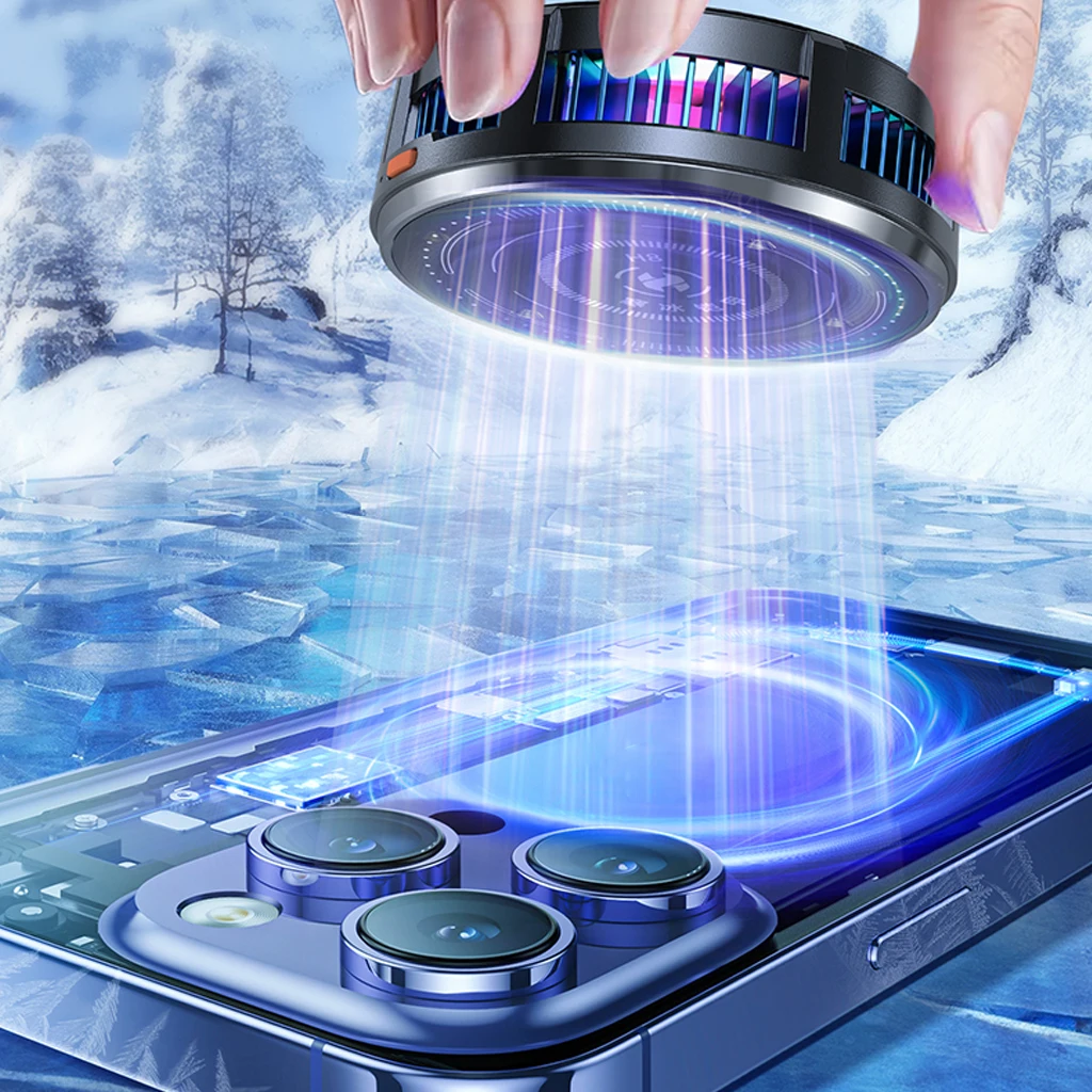

Magnetic Cell Phone Cooler Universal Semiconductor Cooling Mobile Phone Radiator for iPhone 16 15 14 13 12 Gaming Live Stream