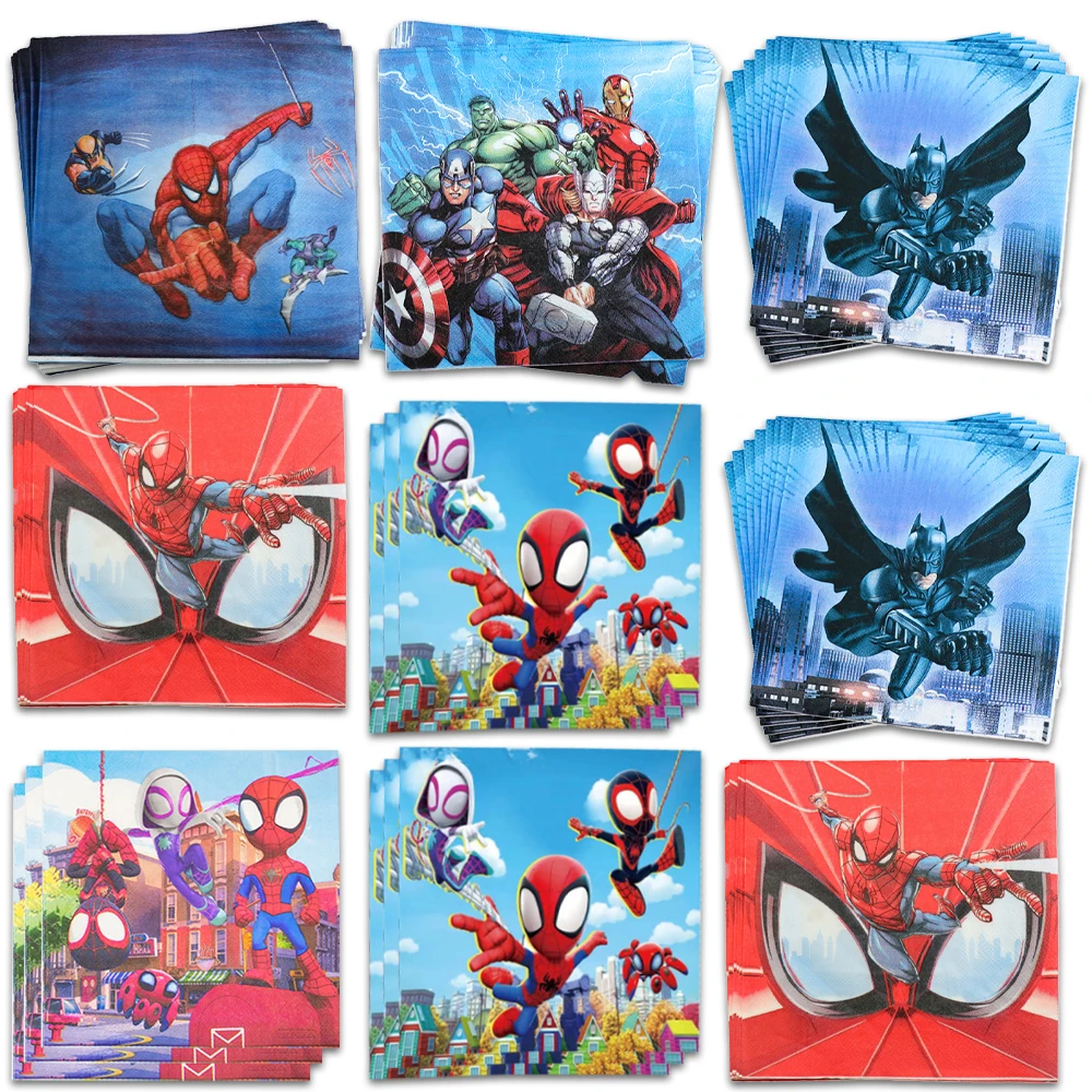 20pcs/lot Superhero Party Napkins Tableware Birthday Print Dinner Napkins Baby Shower Supplies Decor Tissue