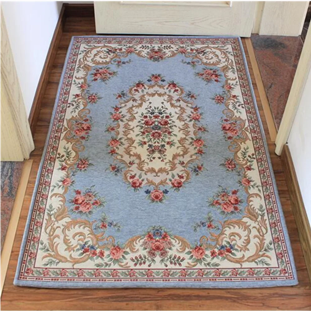 European Style Flowers Jacquard Carpet Area Rug For Bedroom Livingroom Kitchen Baths Mat Door Mat Anti-Slip Home Decoration