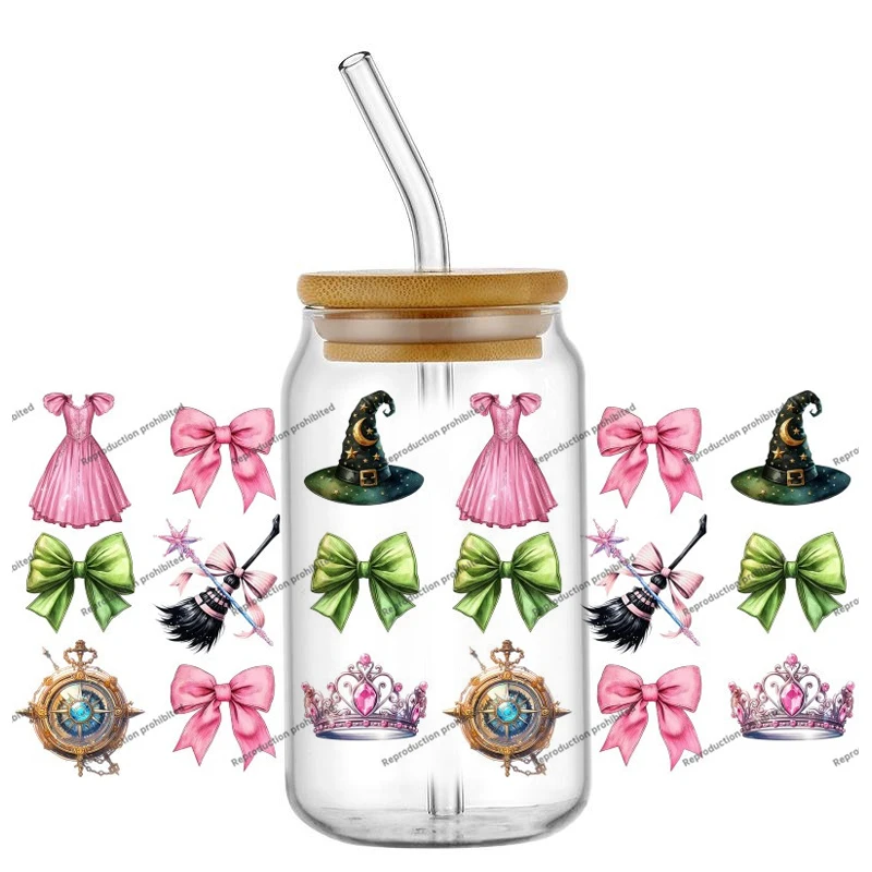 Witch design 16oz DTF Sticker For Cups Cool Personalize UV Transfer Sticker Labels DIY Logo Selfadhesive Waterproof cup wrap