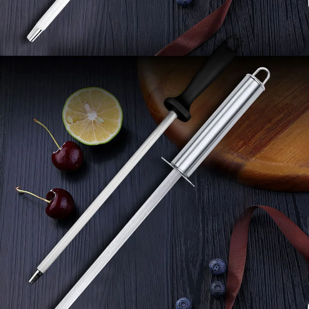 2Pcs Multi-Purpose Cutter Sharpening Rod Stainless Steel PP Material Kitchen Gadget Professional Sharpening Tool for Home Use
