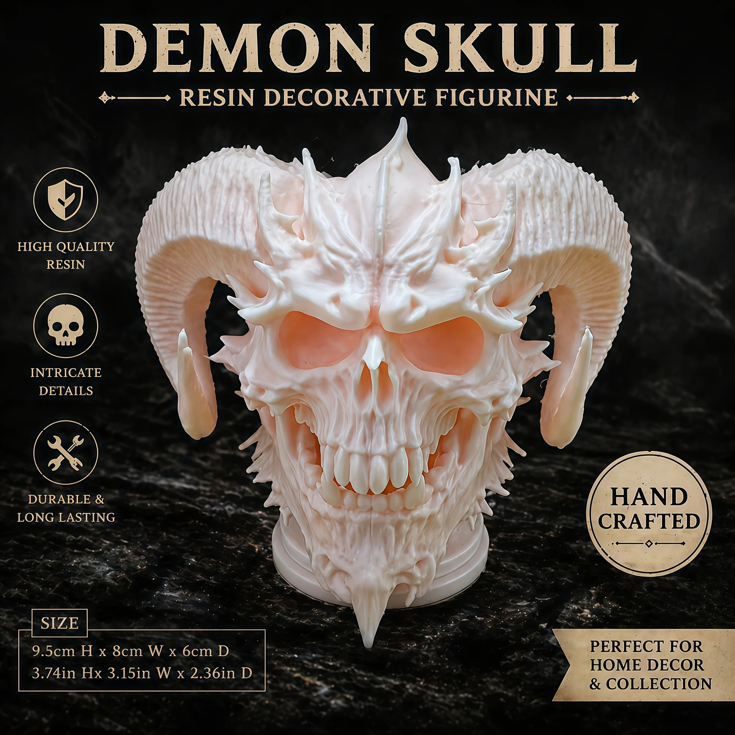 3D Printed Skeleton Half-Body Demon Statue, Halloween and Christmas Gift, High-Precision Resin Model, Gothic Style Desktop Ornament, Creative Bookshelf Decoration, Personalized Punk-Style Gift for Men