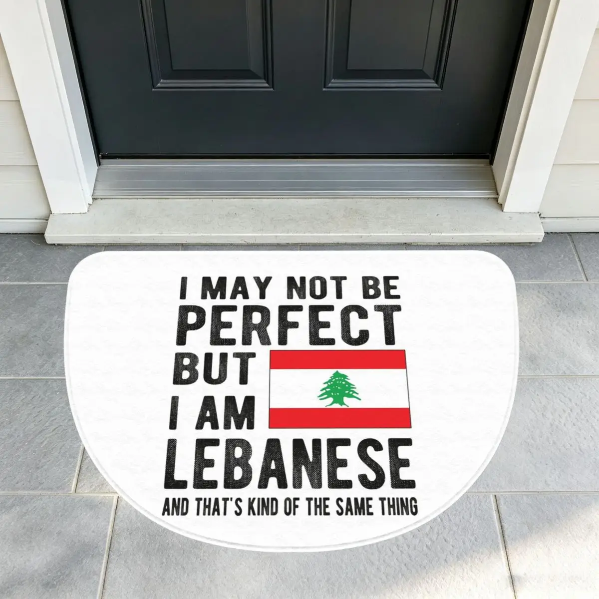 Lebanese Flag Lebanon Heritage Lebanese Roots Flannel Half Round Doormat Non Slip Bathroom Mat Absorbent Floor Carpet for Home