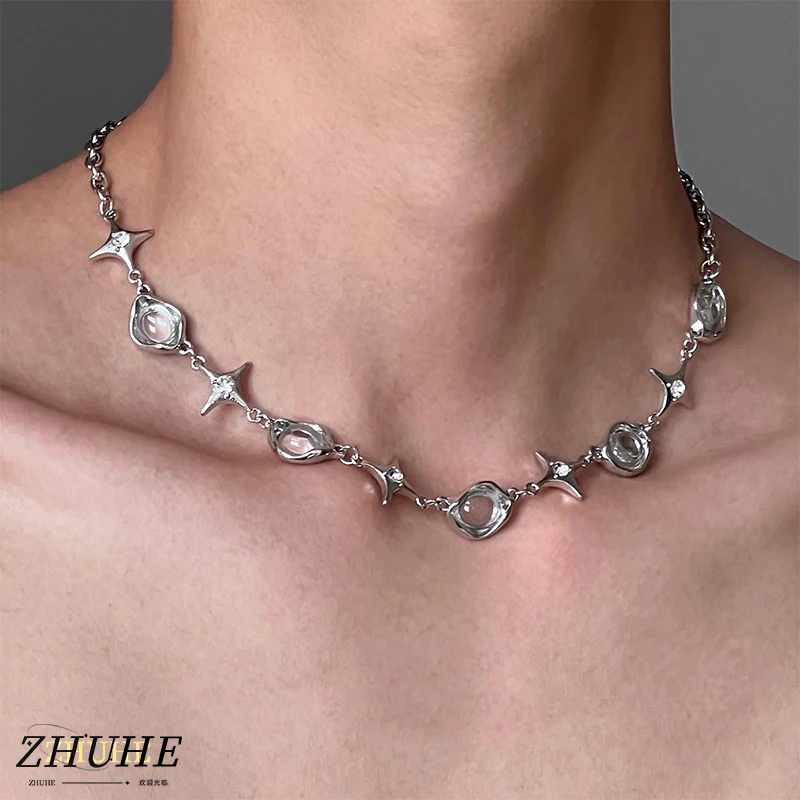 

ZHUHE The Starburst Necklace In Cyberpunk Style Is A Jewelry Accessory For Men And Women As A Party Gift