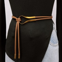 Fashionable Real Leather Belt Women's Decorative Skirt Coat Belt Trendy Individual Ins Versatile Belt Stylish Waistband