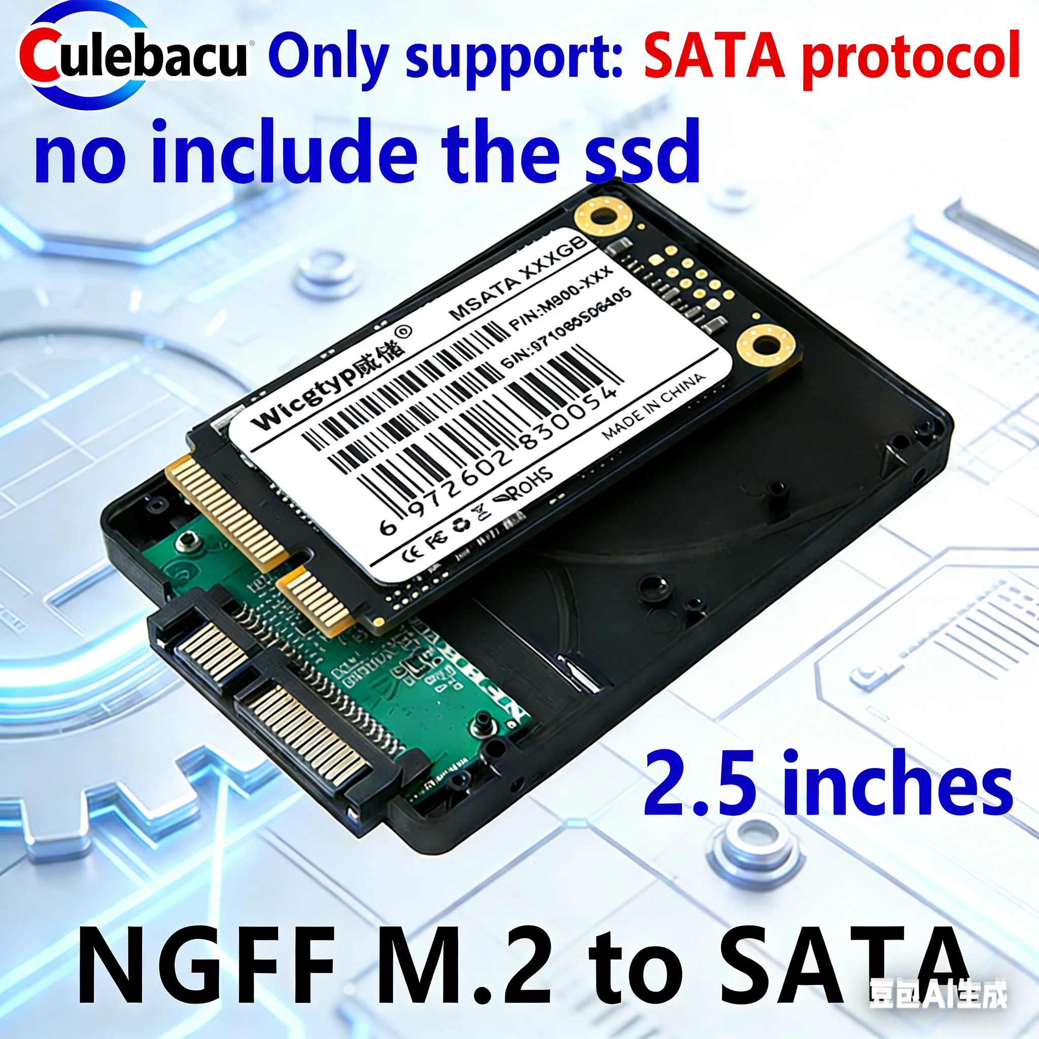new Mini pcie msata adapter ssd to 2.5 inch sata3 adapter card with case sata adapte