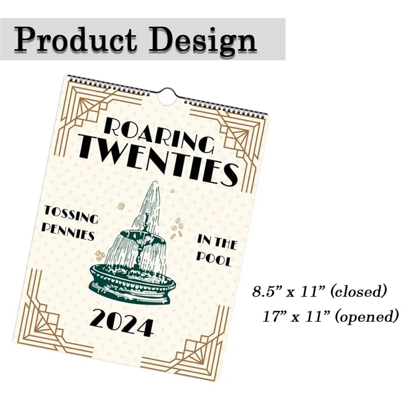 2024 Roaring Twenties Calendar Wall Calendar Gift Calendar 12 Monthly Calendar Planner, Funny Hanging Monthly Wall Calendar 1PCS