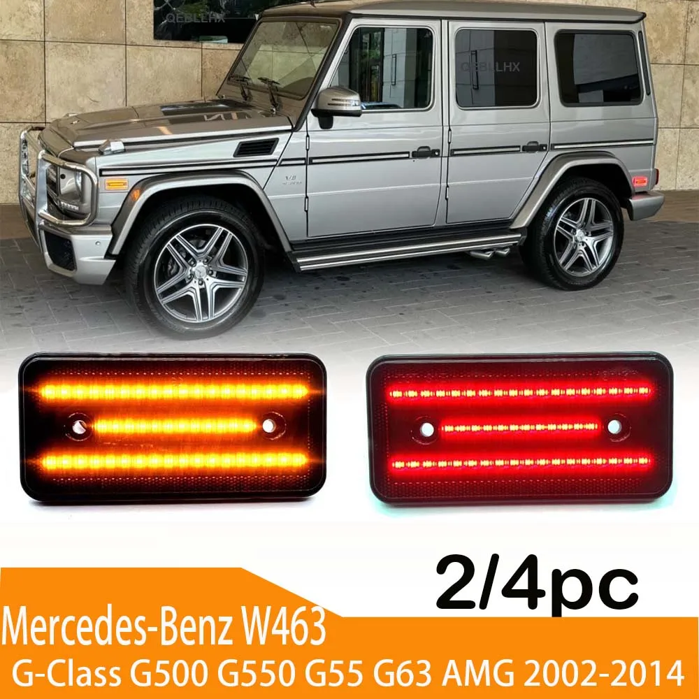 

Янтарный или красный светодиодный боковой габаритный фонарь для Mercedes W463 G-Class G500 G550 G5 2002-2014 годов, боковой указатель поворота крыла, дымчатая линза, 2 шт./4 шт.